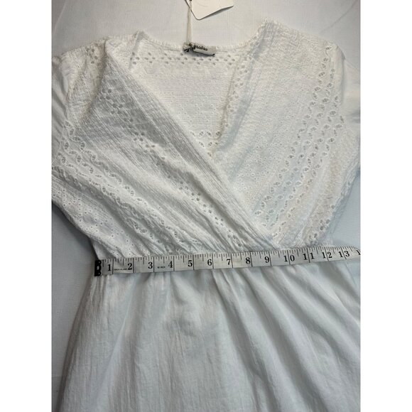Made in Italy  Boho -chic -Romantic Doralisa White Cotton Eyelet Dress With Flar - Picture 6 of 14